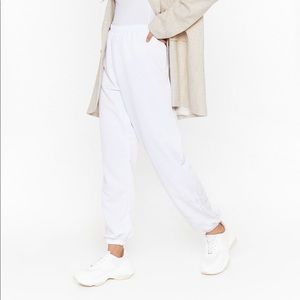 Nasty gal high waisted white jogger sweatpants